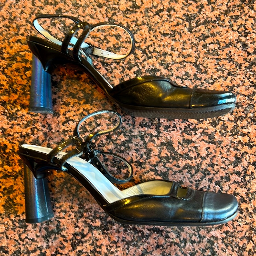 Black leather with shiny trim shoes